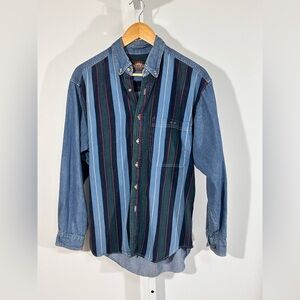 Vintage 1990s Patchwork Denim Workwear Button Down Shirt GREATLAND APPAREL small